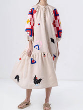 Loose Fit Printed Lantern Sleeve Casual Dress Newgew Dresses