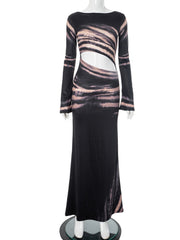 Cutout Waist Printed Maxi Dress Newgew Dresses