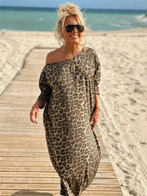 Camel Leopard Oversize Long Sleeve Dress Newgew Dresses