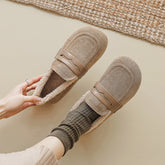 Women Retro Suede Furred Winter Casual Loafers Newgew Shoes