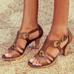 Summer Gladiator Hollow Out Block High Heel Sadnals NewGew