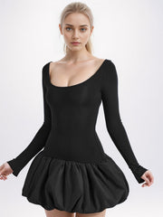 Elegant U-Neck Colorblock Dress Newgew Dresses