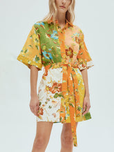 Unique contrasting floral print mini dress Newgew Dresses