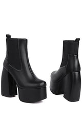 Trendy Imitation Leather Solid Color Platform High Heel Short Boots NewGew