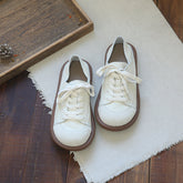 Women Retro Round Head Cowhide Soft Flat Casual Shoes Newgew Shoes