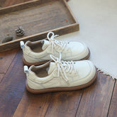 Women Retro Cowhide Patchwork Soft Casual Shoes Newgew Shoes