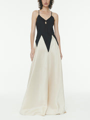 Fashion Contrasting Stitching Slim Suspender Maxi Dress Newgew Dresses