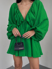 Woven Plunge Skater Mini Dress Newgew Dresses