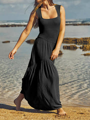 Square Neck Patchwork Boho Maxi Dress Newgew Dresses