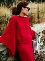 Crimson Linen Breeze Kimono Dress Newgew Dresses