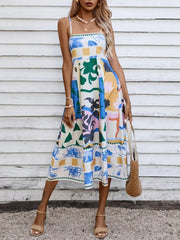 Patchwork Slip Maxi Dress: Abstract Colorful Printed Newgew Dresses
