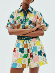 Fashionable Graffiti Print Shirt Shorts Set Newgew Dresses