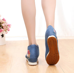 Women's Buckle Female Cloth Ethnic Style Canvas Shoes Newgew