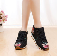 Women's Buckle Female Cloth Ethnic Style Canvas Shoes Newgew