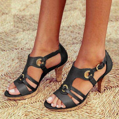 Summer Gladiator Hollow Out Block High Heel Sadnals NewGew