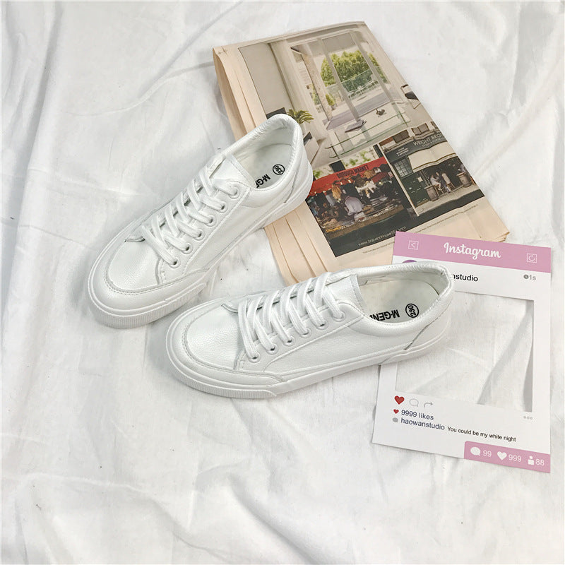 Women's Fan Street Shooting Pure White Spring Canvas Shoes Newgew