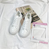 Women's Fan Street Shooting Pure White Spring Canvas Shoes Newgew