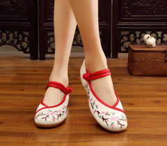 Women's Old Cloth Ethnic Style Bridal Embroidered Canvas Shoes Newgew