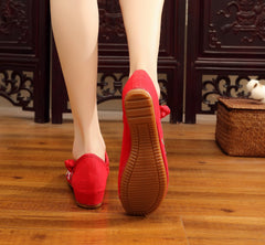 Women's Old Cloth Ethnic Style Bridal Embroidered Canvas Shoes Newgew