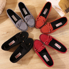 Women's Cloth Flat Bow Mother Soft Canvas Shoes Newgew