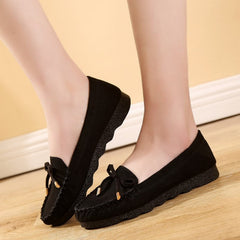 Women's Cloth Flat Bow Mother Soft Canvas Shoes Newgew