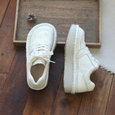 Women Retro Casual Leather Mesh Patchwork Shoes Newgew Shoes