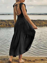 Square Neck Patchwork Boho Maxi Dress Newgew Dresses