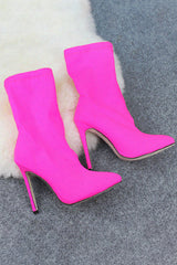 Sexy Stretch Mesh Solid Color Pointed Toe High Heel Boots NewGew