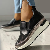 Women Casual Sequins Slip On Wedge Sneakers NewGew