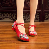 Women's Ethnic Style Beef Tendon Bottom Height Canvas Shoes Newgew