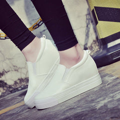 Women's Platform Height Increasing Insole Female Slip-on Canvas Shoes Newgew
