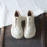 Women Retro Casual Leather Thick Soled Ankle Boots Newgew Shoes