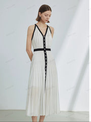 High-End Limited Edition Striped Color-Blocked Sleeveless Dress Newgew Dresses