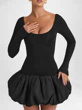 Elegant U-Neck Colorblock Dress Newgew Dresses