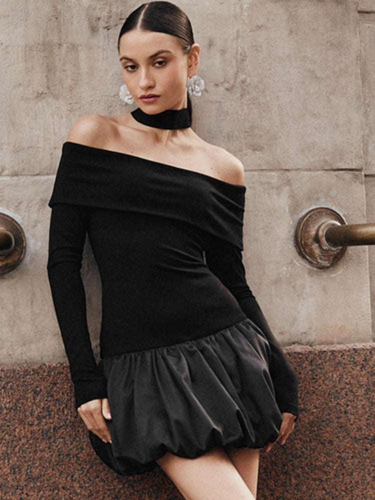 Off-the-shoulder Petal Hem Dress Newgew Dresses