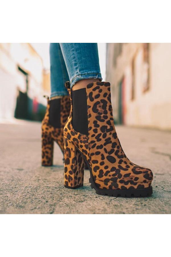 Thick-heel Low-top Waterproof Platform Elastic Martin Boots NewGew