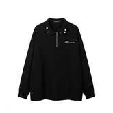 AW SPIKEY HEAD Pierced Collar Long Sleeve Zip Polo Newgew