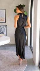 Curve Satin Ruched Halter Neck Maxi Dress In Orchid Newgew Dresses