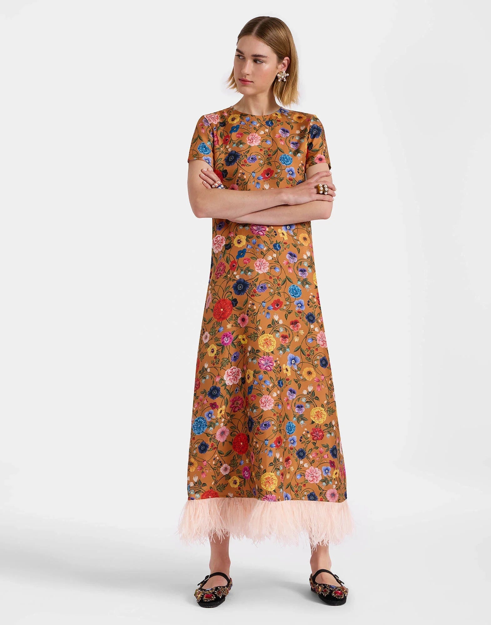 Floral - Printed Feather - Hem Dress Newgew Dresses