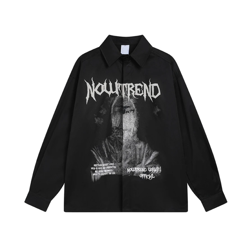 Gothic Print Button Down Shirt Newgew