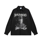 Gothic Print Button Down Shirt Newgew