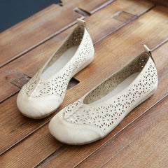 Handmade Retro Hollow-Out Breathable Flats Newgew Shoes