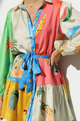 Multi-Coloured Print Mini Dress Newgew Dresses