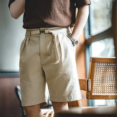 MADEN Belted Herringbone Twill Shorts Newgew