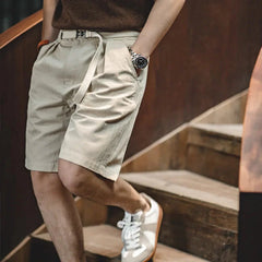 MADEN Belted Herringbone Twill Shorts Newgew