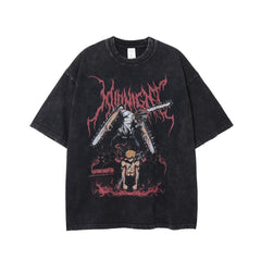 Midnight Anime Graphic Acid Wash T-Shirt Newgew