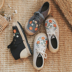 Linen Ethnic Style Middle Top Stitching Canvas Shoes Newgew
