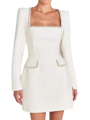 Pearl-Embellished Tweed Dress Newgew Dresses