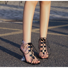 Sexy Transparent Straps Lace-Up Sandals Pairmore