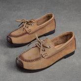 Women Retro Suede Leather Flat Casual Shoes Newgew Shoes